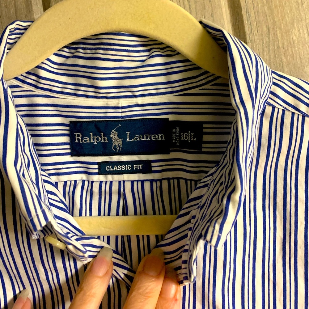 Ralph Lauren button collar dress shirt size 16/L